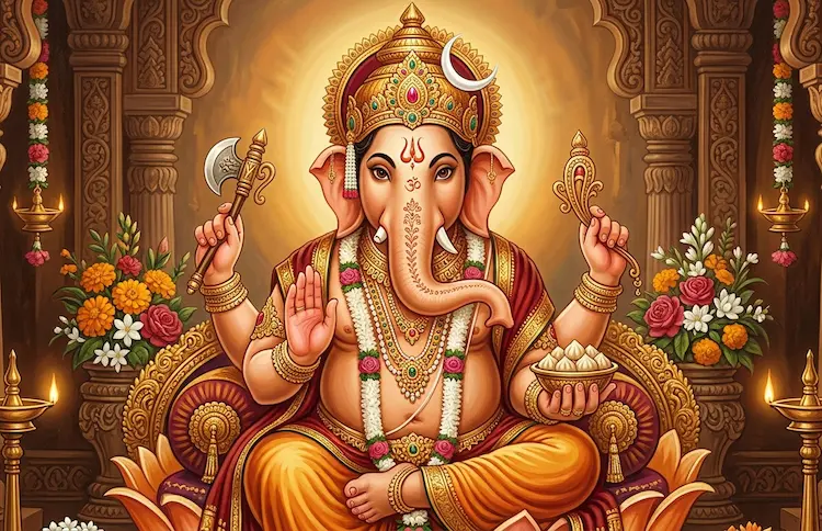 ganesha pancharatnam lyrics in telugu and english with meaning — mudakaratha modakam bhaktideepam