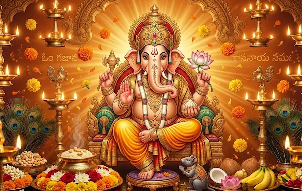 గణేశ స్వామి 108 నామాలు తెలుగు అర్థం - Ganesha 108 names Telugu English Vinayaka Ashtottaram bhaktideepam