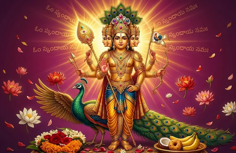 మురుగన్ స్వామి 108 నామాలు తెలుగు అర్థం - Murugan 108 names Telugu English Skanda Ashtottaram bhaktideepam